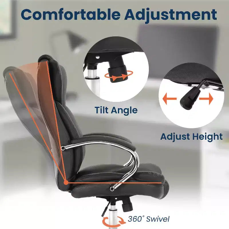 FDW Premium Office Chair Computer Chair with High Back Lumbar Support and PU Leather Upholstery