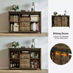 Mobile credenza da cucina Hausource con 3 cassetti e anta scorrevole a fienile