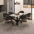 Sedia da pranzo LeisureMod imbottita in pelle e velluto, sedile e schienale ergonomici imbottiti, base resistente in acciaio inossidabile Poltrona di design Serie Bella