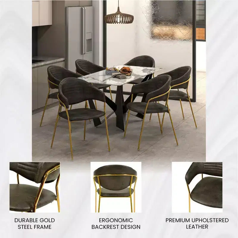 Sedia da pranzo LeisureMod imbottita in pelle e velluto, sedile e schienale ergonomici imbottiti, base resistente in acciaio inossidabile Poltrona di design Serie Bella
