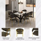 Sedia da pranzo LeisureMod imbottita in pelle e velluto, sedile e schienale ergonomici imbottiti, base resistente in acciaio inossidabile Poltrona di design Serie Bella