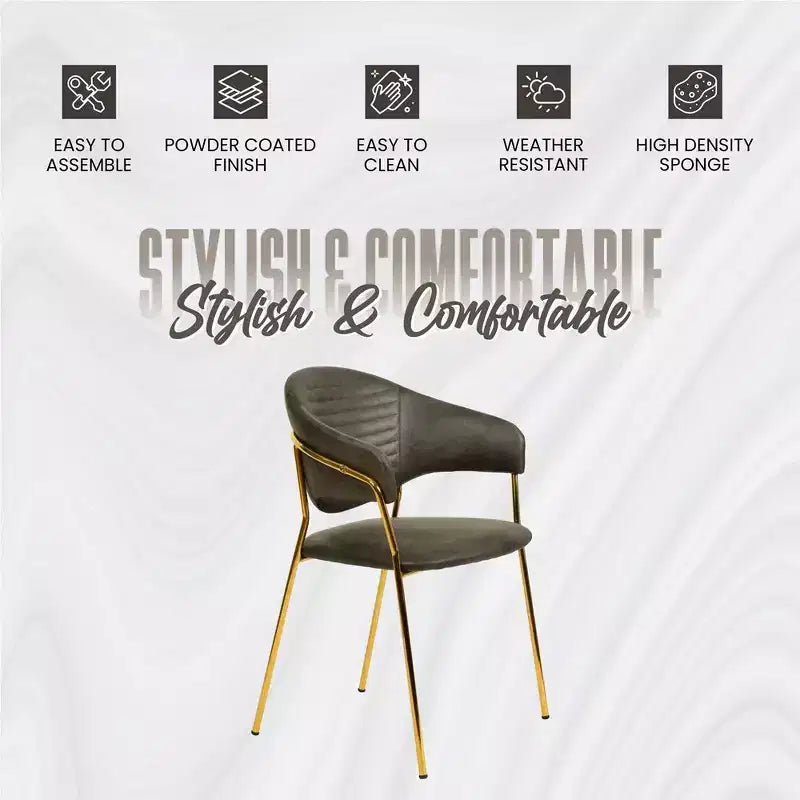 Sedia da pranzo LeisureMod imbottita in pelle e velluto, sedile e schienale ergonomici imbottiti, base resistente in acciaio inossidabile Poltrona di design Serie Bella