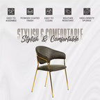 Sedia da pranzo LeisureMod imbottita in pelle e velluto, sedile e schienale ergonomici imbottiti, base resistente in acciaio inossidabile Poltrona di design Serie Bella