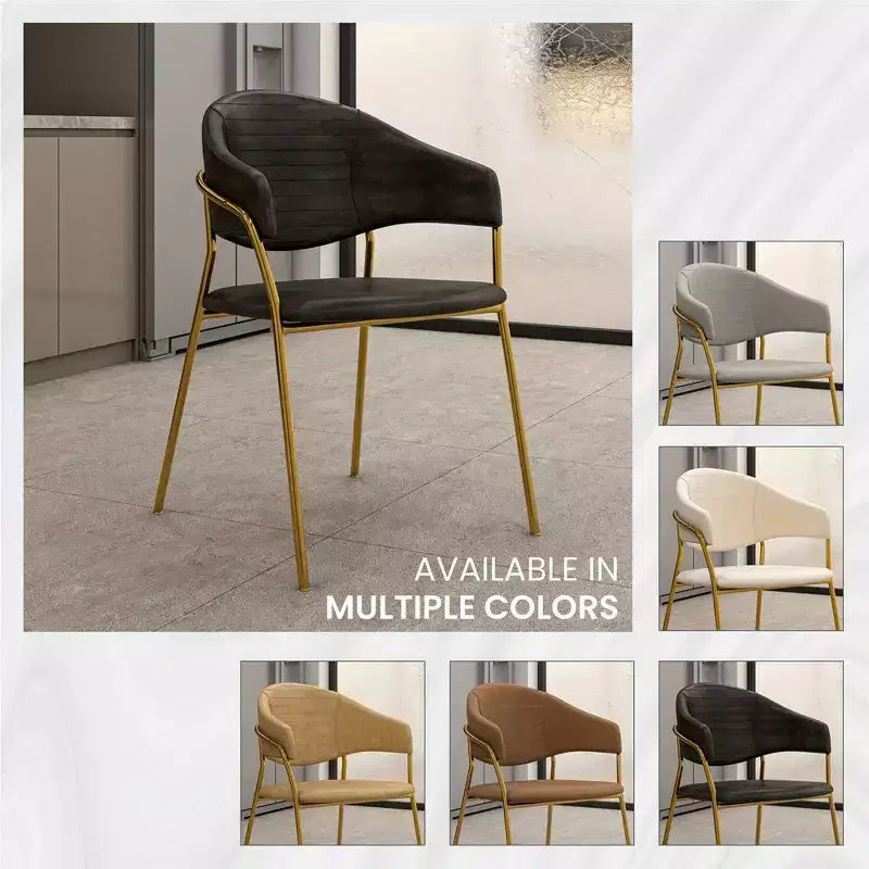 Sedia da pranzo LeisureMod imbottita in pelle e velluto, sedile e schienale ergonomici imbottiti, base resistente in acciaio inossidabile Poltrona di design Serie Bella