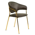 Sedia da pranzo LeisureMod imbottita in pelle e velluto, sedile e schienale ergonomici imbottiti, base resistente in acciaio inossidabile Poltrona di design Serie Bella
