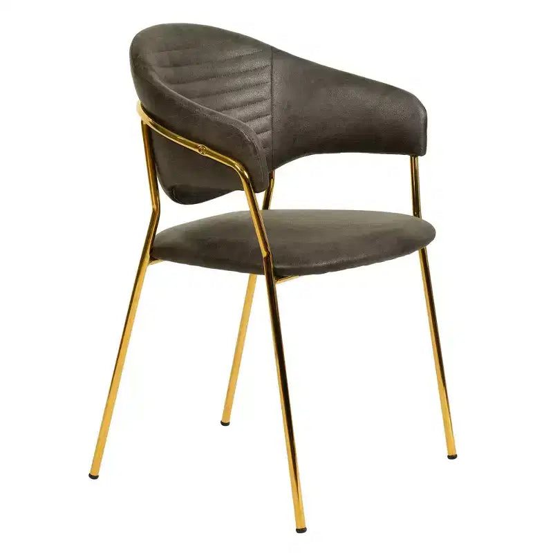 Sedia da pranzo LeisureMod imbottita in pelle e velluto, sedile e schienale ergonomici imbottiti, base resistente in acciaio inossidabile Poltrona di design Serie Bella
