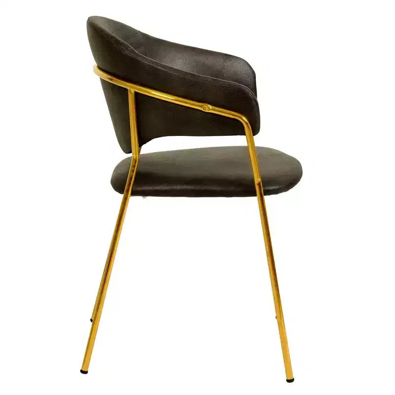 Sedia da pranzo LeisureMod imbottita in pelle e velluto, sedile e schienale ergonomici imbottiti, base resistente in acciaio inossidabile Poltrona di design Serie Bella