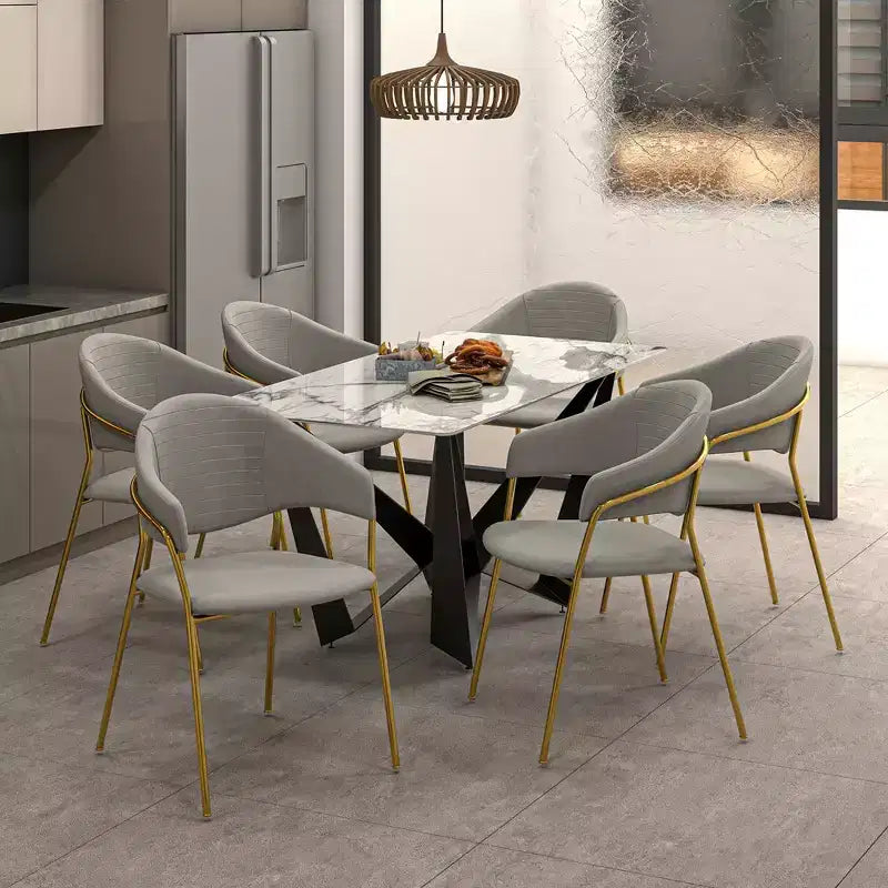 Sedia da pranzo LeisureMod imbottita in pelle e velluto, sedile e schienale ergonomici imbottiti, base resistente in acciaio inossidabile Poltrona di design Serie Bella