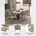 Sedia da pranzo LeisureMod imbottita in pelle e velluto, sedile e schienale ergonomici imbottiti, base resistente in acciaio inossidabile Poltrona di design Serie Bella