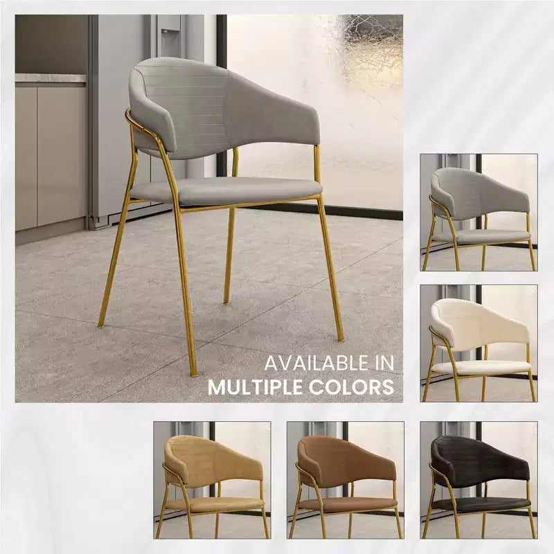 Sedia da pranzo LeisureMod imbottita in pelle e velluto, sedile e schienale ergonomici imbottiti, base resistente in acciaio inossidabile Poltrona di design Serie Bella