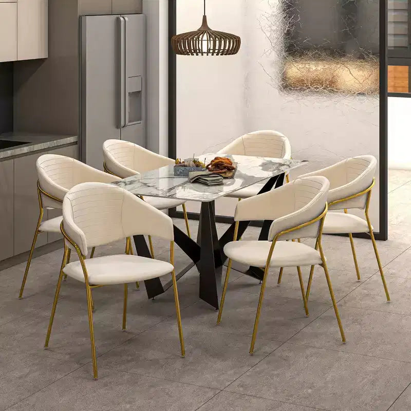 Sedia da pranzo LeisureMod imbottita in pelle e velluto, sedile e schienale ergonomici imbottiti, base resistente in acciaio inossidabile Poltrona di design Serie Bella
