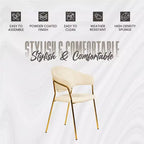 Sedia da pranzo LeisureMod imbottita in pelle e velluto, sedile e schienale ergonomici imbottiti, base resistente in acciaio inossidabile Poltrona di design Serie Bella