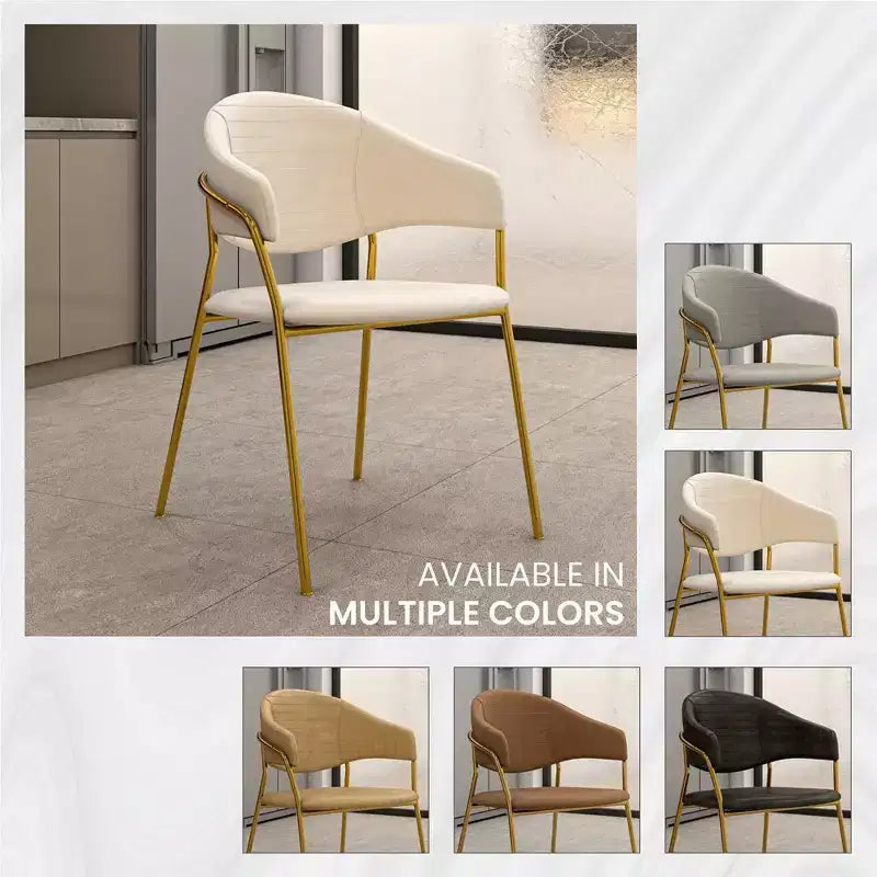Sedia da pranzo LeisureMod imbottita in pelle e velluto, sedile e schienale ergonomici imbottiti, base resistente in acciaio inossidabile Poltrona di design Serie Bella