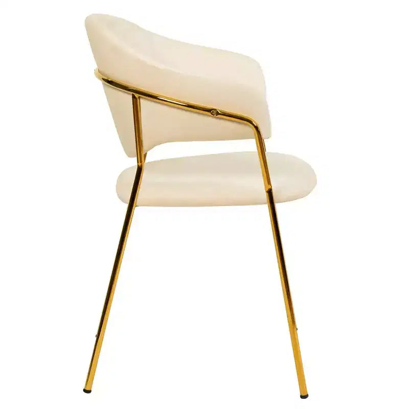Sedia da pranzo LeisureMod imbottita in pelle e velluto, sedile e schienale ergonomici imbottiti, base resistente in acciaio inossidabile Poltrona di design Serie Bella