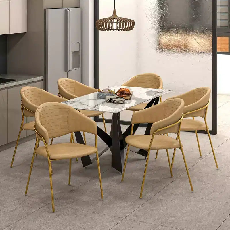 Sedia da pranzo LeisureMod imbottita in pelle e velluto, sedile e schienale ergonomici imbottiti, base resistente in acciaio inossidabile Poltrona di design Serie Bella