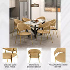 Sedia da pranzo LeisureMod imbottita in pelle e velluto, sedile e schienale ergonomici imbottiti, base resistente in acciaio inossidabile Poltrona di design Serie Bella