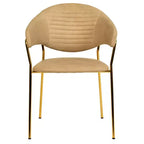 Sedia da pranzo LeisureMod imbottita in pelle e velluto, sedile e schienale ergonomici imbottiti, base resistente in acciaio inossidabile Poltrona di design Serie Bella