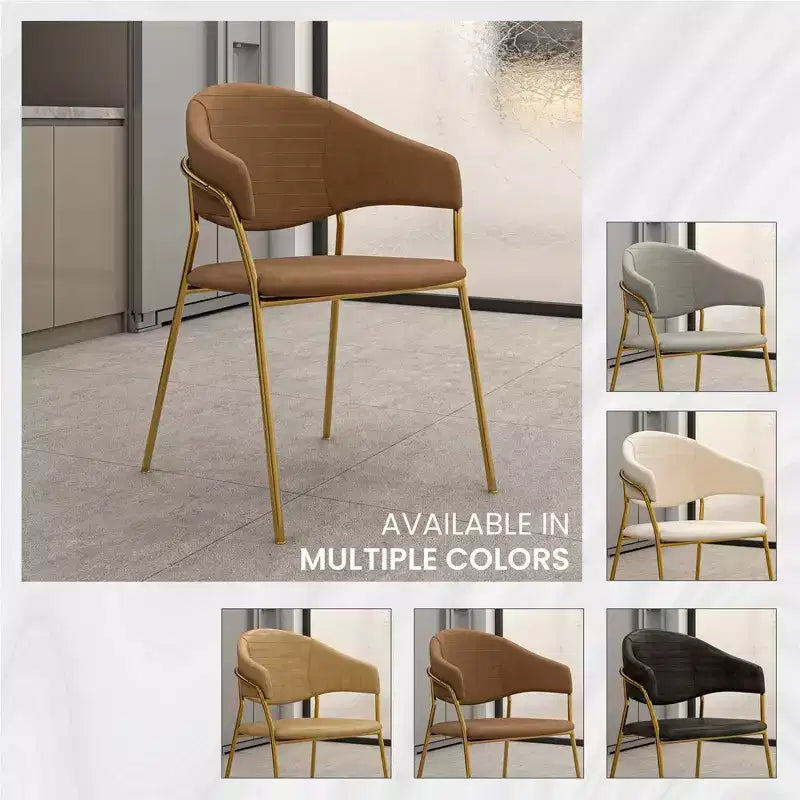 Sedia da pranzo LeisureMod imbottita in pelle e velluto, sedile e schienale ergonomici imbottiti, base resistente in acciaio inossidabile Poltrona di design Serie Bella