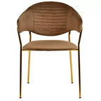 Sedia da pranzo LeisureMod imbottita in pelle e velluto, sedile e schienale ergonomici imbottiti, base resistente in acciaio inossidabile Poltrona di design Serie Bella