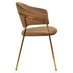 Sedia da pranzo LeisureMod imbottita in pelle e velluto, sedile e schienale ergonomici imbottiti, base resistente in acciaio inossidabile Poltrona di design Serie Bella