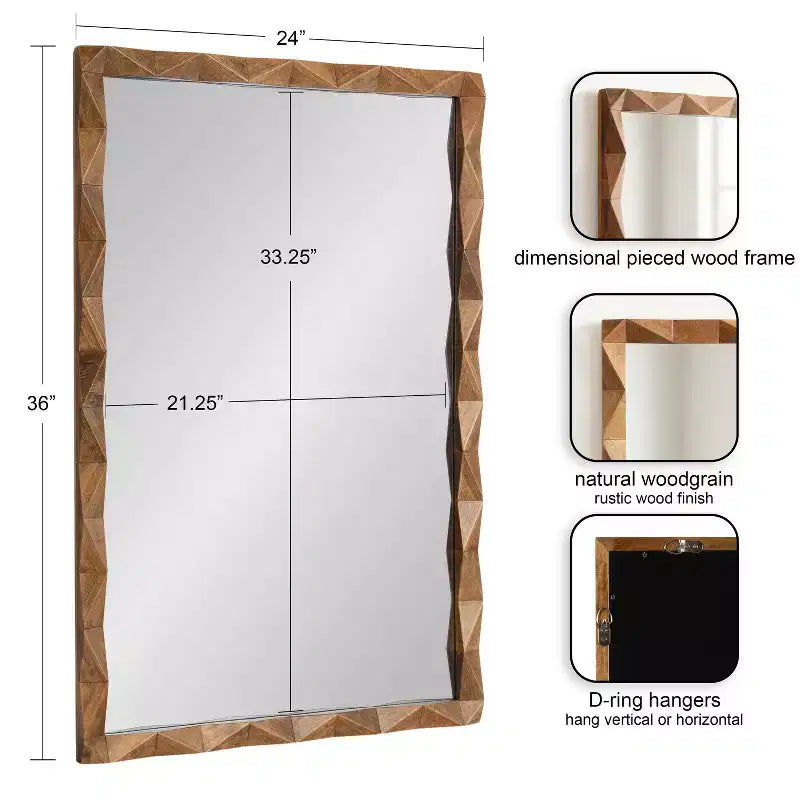 Specchio rettangolare in legno Endicott 24x36 di Kate & Laurel All Things Decor