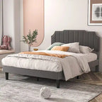 Javlergo Base Letto Imbottita con Testiera Regolabile Rifinita con Borchie, Nessuna Rete a Molle Necessaria