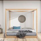 King Size Canopy Platform Bed with Support Legs