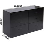 6 Drawer Dresser for Bedroom Wide Modern Chest of Drawers Steel Frame MDF Storage Black