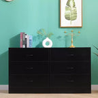 6 Drawer Dresser for Bedroom Wide Modern Chest of Drawers Steel Frame MDF Storage Black