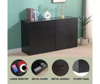 6 Drawer Dresser for Bedroom Wide Modern Chest of Drawers Steel Frame MDF Storage Black