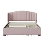 Letto imbottito in lino Queen Size con letto estraibile singolo e 2 cassetti