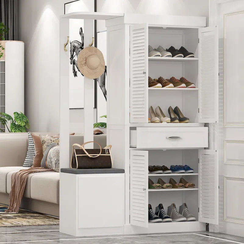 Timehcee 30Mobile porta scarpe con ante in legno e ripiani per pavimento