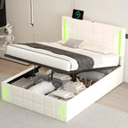 Upholstered Bed with Hydraulic Storage System and USB Charging Station