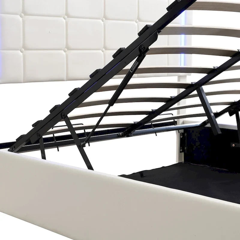 Upholstered Bed with Hydraulic Storage System and USB Charging Station