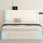 Upholstered Bed with Hydraulic Storage System and USB Charging Station
