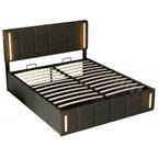 Upholstered Bed with Hydraulic Storage System and USB Charging Station