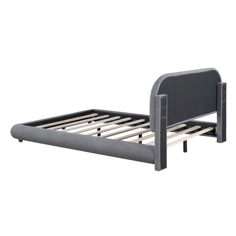 Full Size Upholstered Platform Bed with Thick Fabric