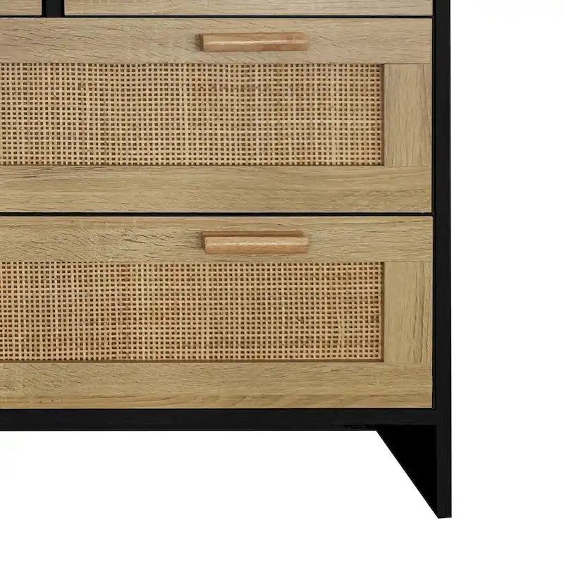 Mobile in Rattan a 4 Cassetti, per Camera da Letto, Soggiorno, Sala da Pranzo
