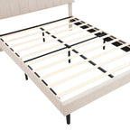 Struttura letto moderna con stazione di ricarica e testiera imbottita in lino, nessun box spring necessario, struttura letto a piattaforma