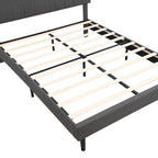 Struttura letto moderna con stazione di ricarica e testiera imbottita in lino, nessun box spring necessario, struttura letto a piattaforma