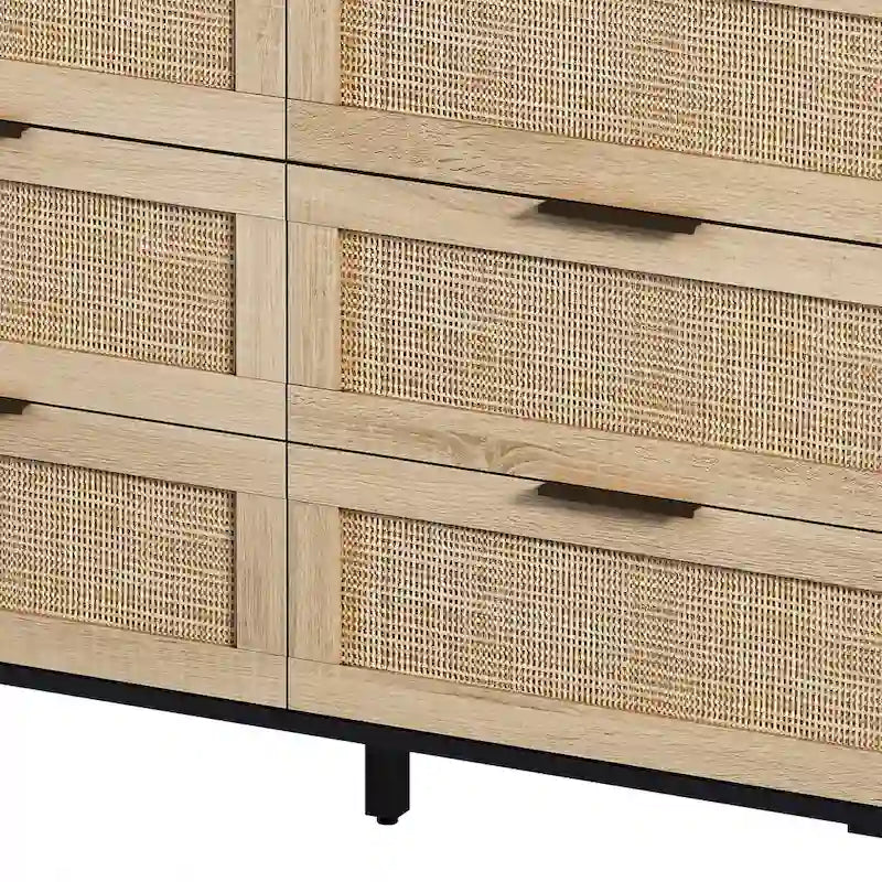 43.316-Cassettiera in rattan, mobile contenitore con cassetti in rattan, per camera da letto, soggiorno, nero