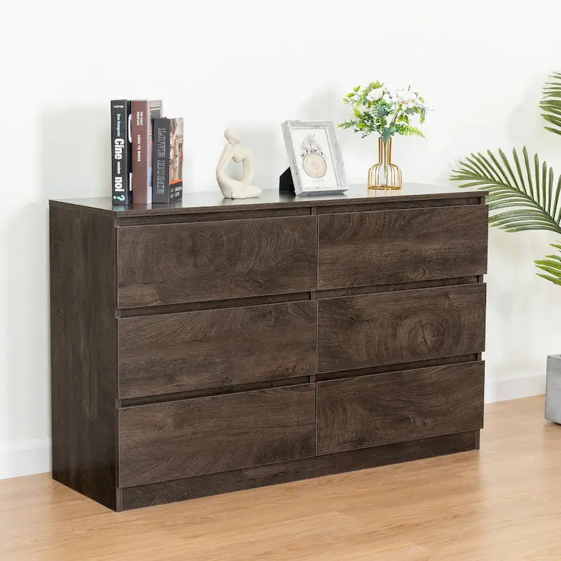 6-Drawer 47 in. W Dresser Chest of Drawers,Buffet Server Console Table Storge Cabinets,Accent Storage Cabinets No Handle