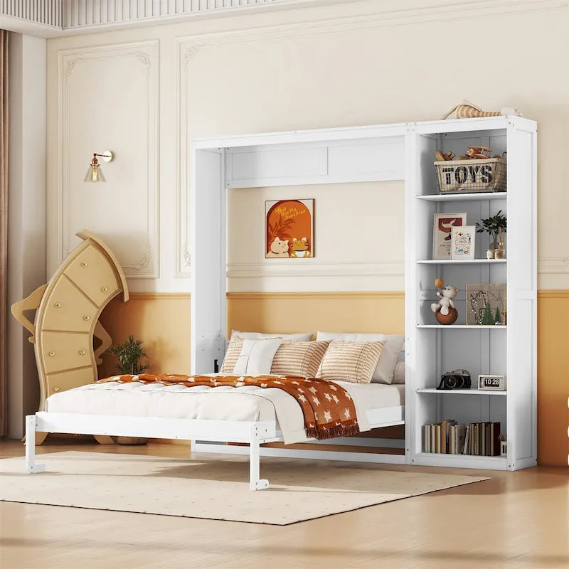 Merax Murphy Bed Wall Bed with Shelves