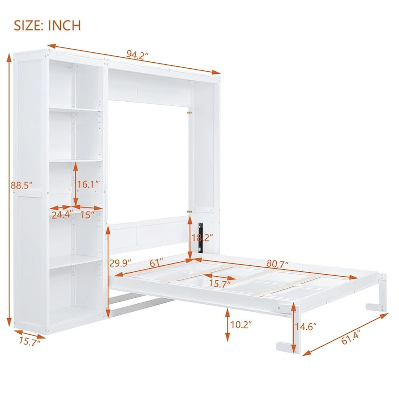 Merax Murphy Bed Wall Bed with Shelves