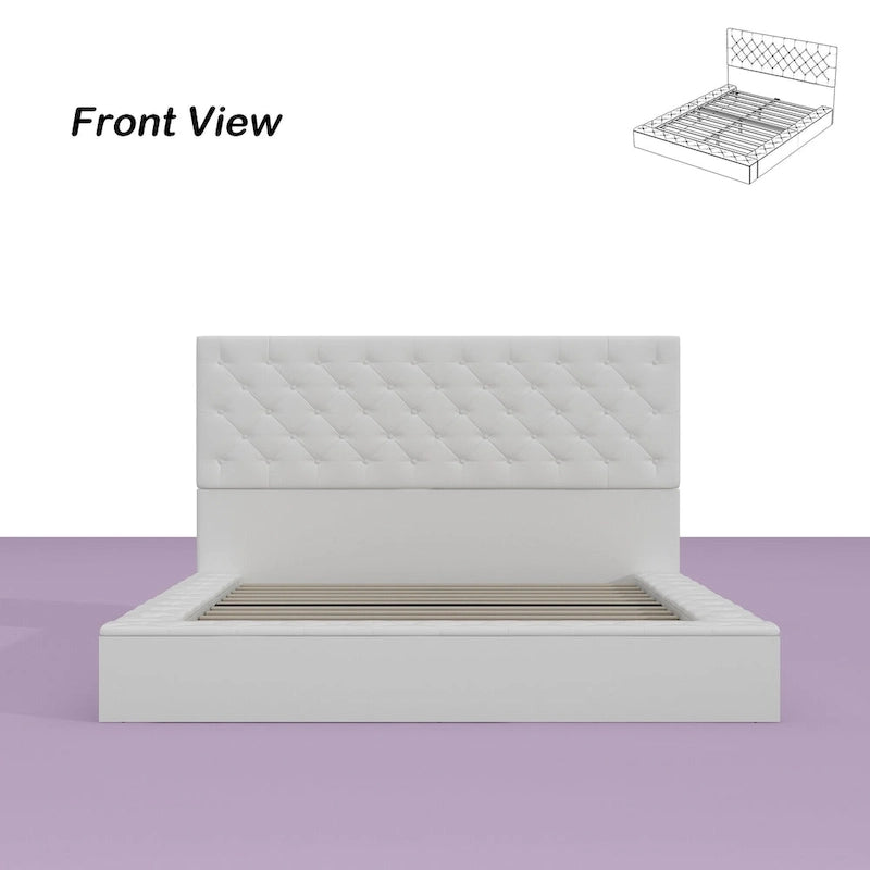 Queen/King Designer Bed Frame with LED Ambiance Lighting PU Leather