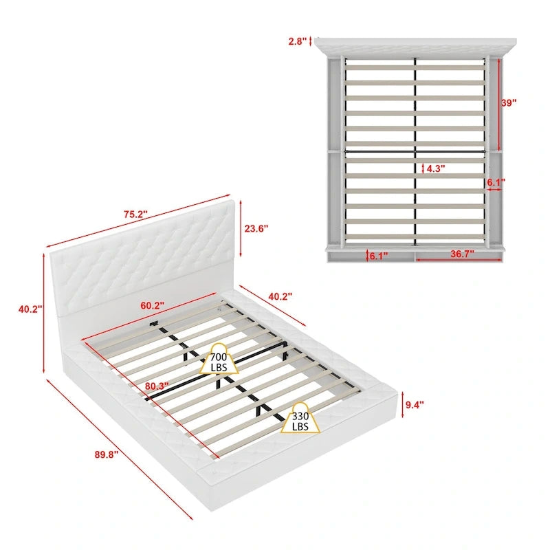 Queen/King Designer Bed Frame with LED Ambiance Lighting PU Leather