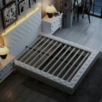 Queen/King Designer Bed Frame with LED Ambiance Lighting PU Leather