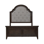 Paradise Valley Saddle Brown Upholstered Bed, Dresser and Mirror Set