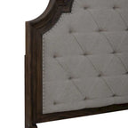 Paradise Valley Saddle Brown Upholstered Bed, Dresser and Mirror Set
