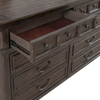 Paradise Valley Saddle Brown Upholstered Bed, Dresser and Mirror Set